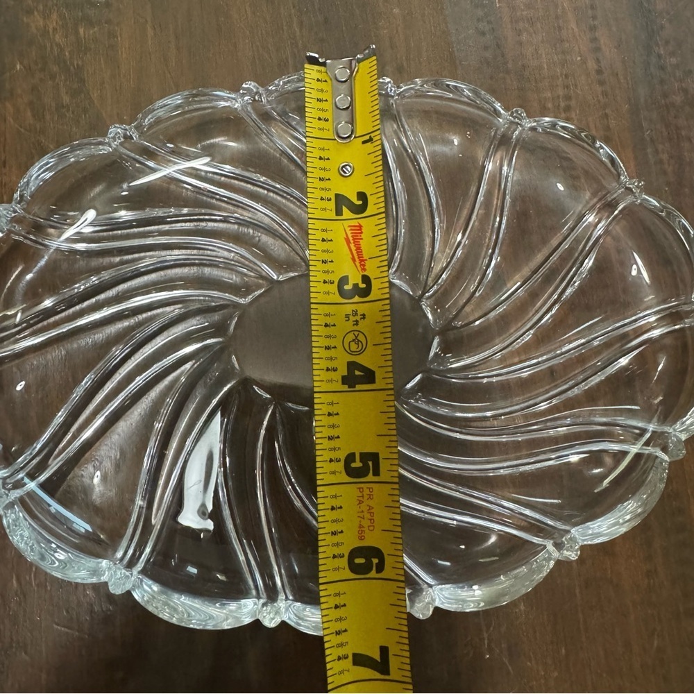 9 1/4" Mikasa Peppermint Swirl Dish ~ Oval Candy Trinket Sweet Meat Clear Tray - Picture 9 of 9